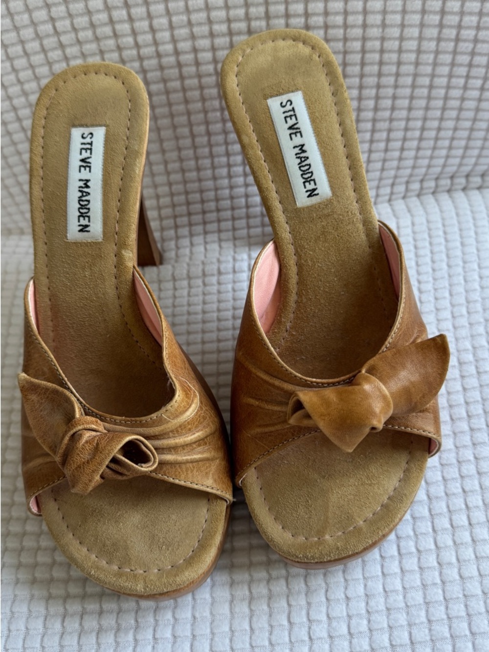 Steve Madden Brown Knotted Leather Slide Mules